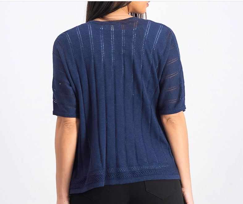 Charter Club Women's Pointelle Open Front Cardigan Blue Size Petite Medium