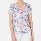 Style & Co Women's Printed V Neck T-Shirt White Size Petite Petite