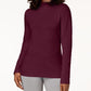 Karen Scott Women's Petite Long-Sleeve Mock-Neck Cotton Top Red Size X-Small