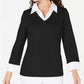 Karen Scott Women's Cotton Layered Look Top Black Size Small