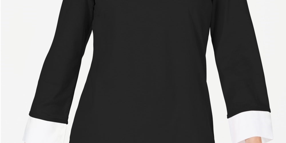 Karen Scott Women's Petite Layered-Look Cotton Top Black Size Petite