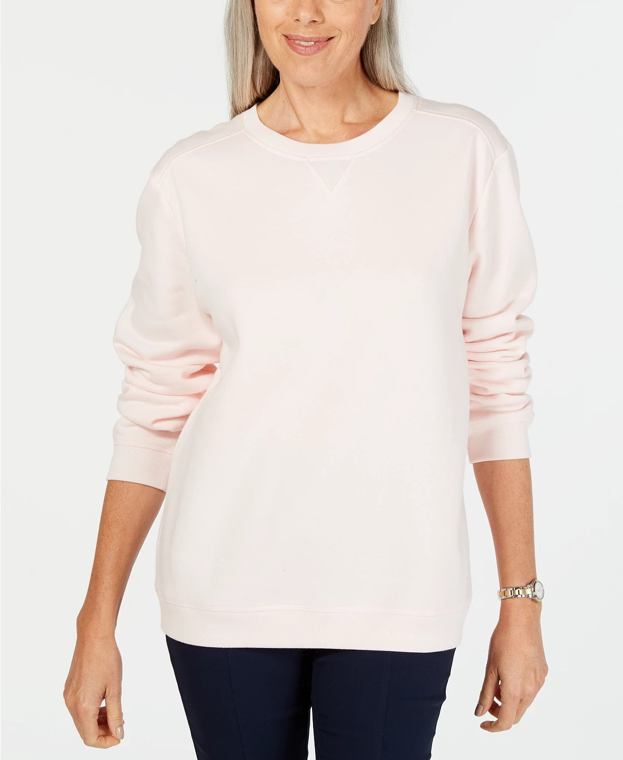 Karen Scott Women's Sport Long-Sleeve Crewneck Sweatshirt Pink Size Small