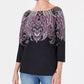 Karen Scott Women's Lile Paisley Boat-Neck Top  Black Size Large