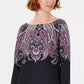 Karen Scott Women's Lile Paisley Boat-Neck Top  Black Size Large