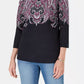 Karen Scott Women's Lile Paisley Boat-Neck Top  Black Size Large
