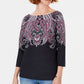 Karen Scott Women's Paisley Boat Neck Top Black Size Petite Small