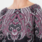 Karen Scott Women's Paisley Boat Neck Top Black Size Petite Small