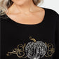 Karen Scott Women's 3/4 Sleeve Embellished Cotton Top Black Size X-Large