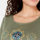 Karen Scott Women's Petite Rhinestone-Embellished Cotton Top Green Size Petite Large