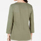 Karen Scott Women's Petite Rhinestone-Embellished Cotton Top Green Size Petite Large