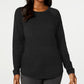 Karen Scott Women's Ribbed Cotton Pullover Sweater Black Size X-Small