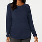 Karen Scott Women's Cotton Ribbed Sweater Navy Size Petite Small