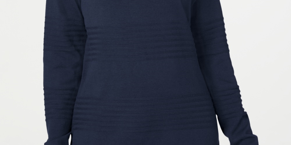 Karen Scott Women's Cotton Ribbed Sweater Navy Size Petite Small