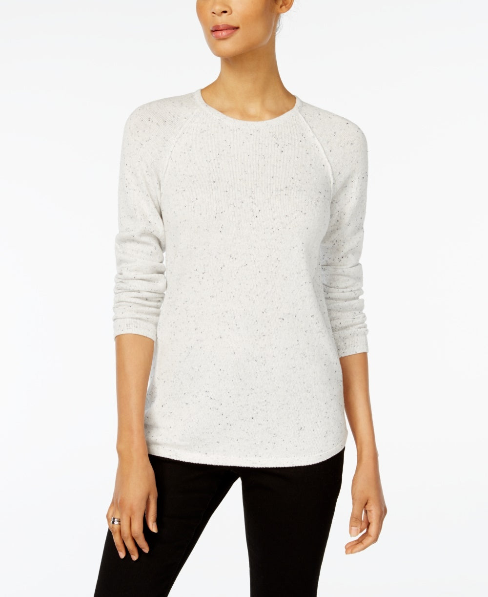 Karen Scott Women's Petite Long-Sleeve Curved Hem Sweater Natural Size Petite Small