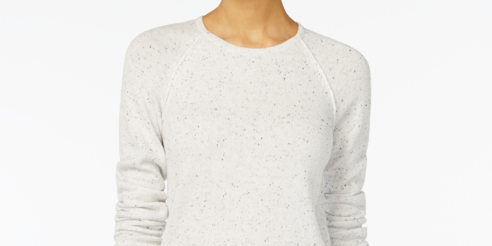 Karen Scott Women's Petite Long-Sleeve Curved Hem Sweater Natural Size Petite Small