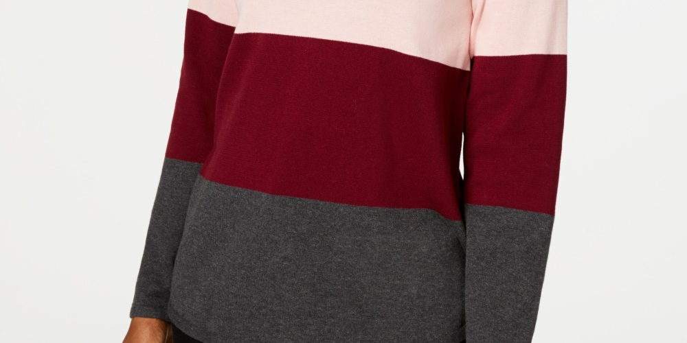 Karen Scott Women's Colorblocked Pullover Sweater Red Size Large