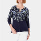 Karen Scott Women's Floral Print Cardigan Navy Size Medium