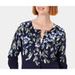 Karen Scott Women's Floral Print Cardigan Navy Size Medium