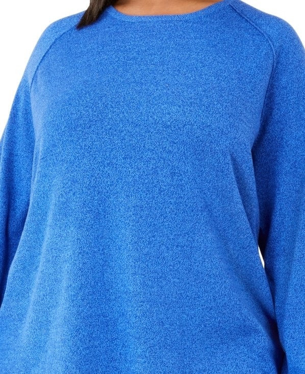Karen Scott Women's Curved Hem Pullover Sweater  Blue Size 1X