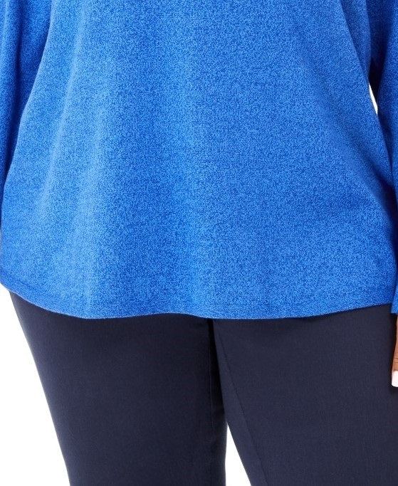 Karen Scott Women's Curved Hem Pullover Sweater  Blue Size 1X