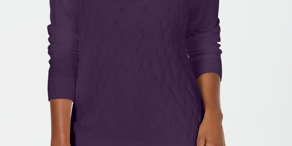 Karen Scott Women's Basket-Stitch Sweater Purple Size X-Small