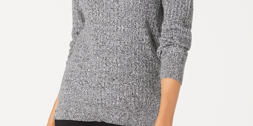 Karen Scott Women's Boat Neck Cotton Sweater Grey Size Small