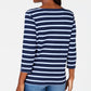 Karen Scott Women's Sport Floral-Yoke Striped Top Navy Size X-Small