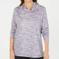 Karen Scott Women's Petite Funnel-Neck Space-Dyed Top Gray Size Medium