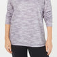 Karen Scott Women's Petite Funnel-Neck Space-Dyed Top Gray Size Medium