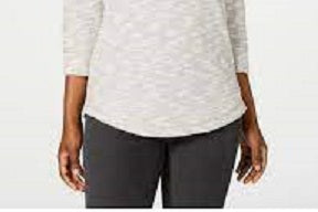 Karen Scott Women's Space Dye 3/4 Sleeve Top White Size Petite Medium