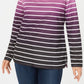 Karen Scott Women's Petite Ombre Striped Top Red Size Medium