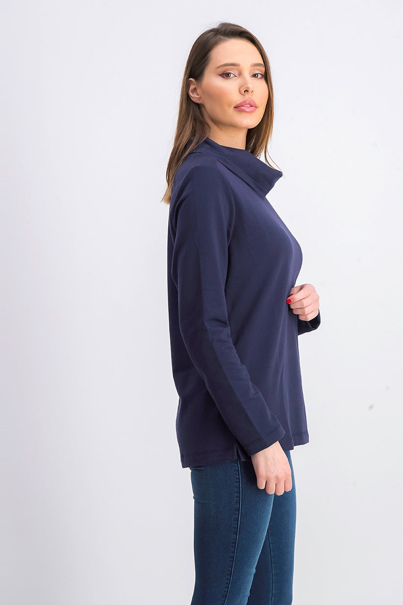 Karen Scott Women's Sport Cowl-Neck Top Dark Blue Size Small