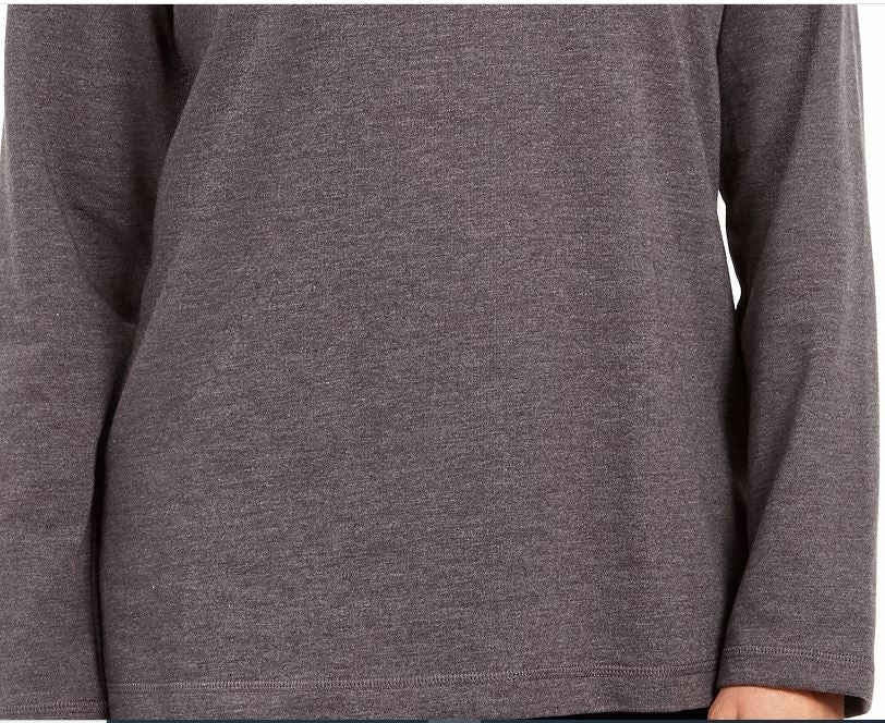 Karen Scott Women's Sport Cowl Neck Top Charcoal Size Large