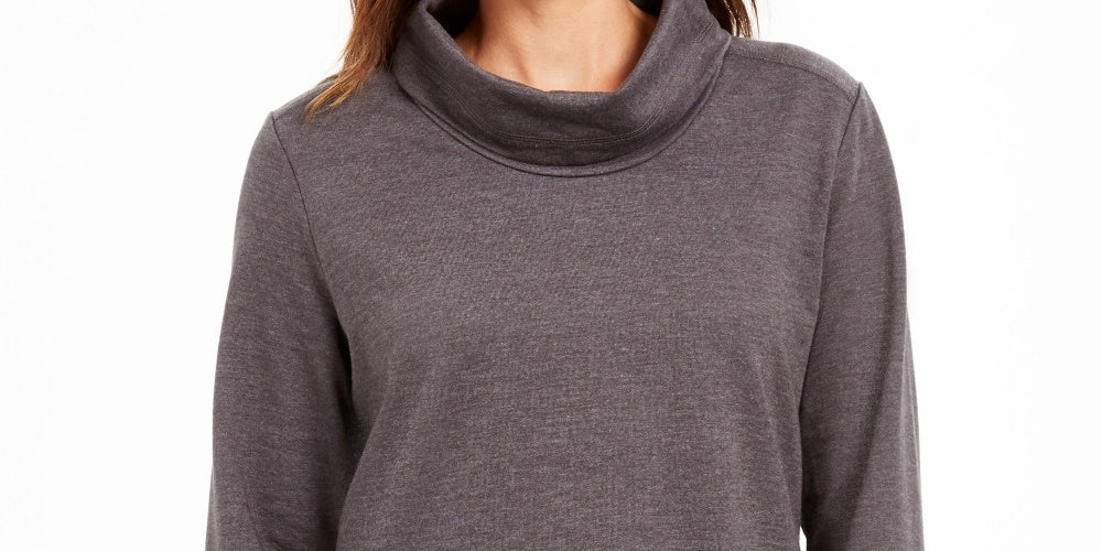 Karen Scott Women's Sport Cowl Neck Top Charcoal Size Medium