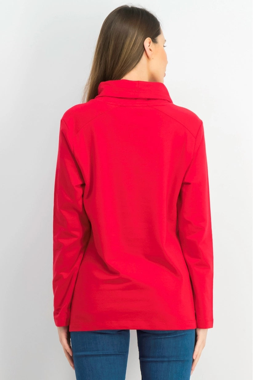 Karen Scott New Cowl Neck Long Sleeve Shirt Top Red Size X-Small