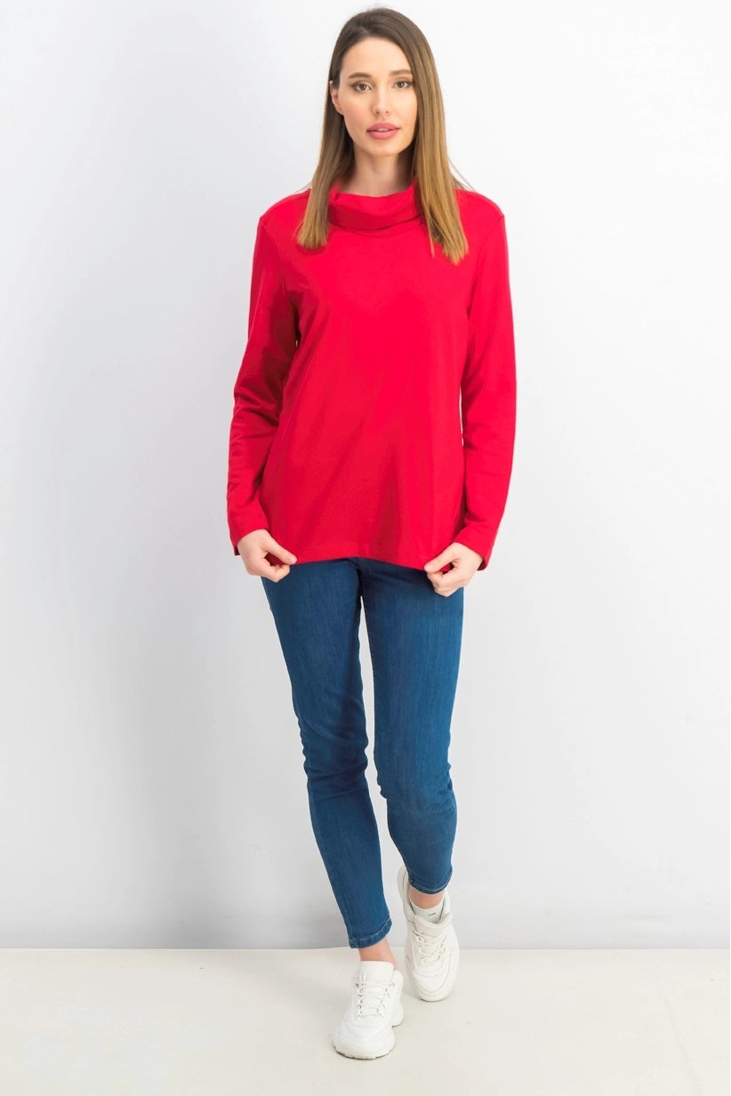 Karen Scott New Cowl Neck Long Sleeve Shirt Top Red Size X-Small