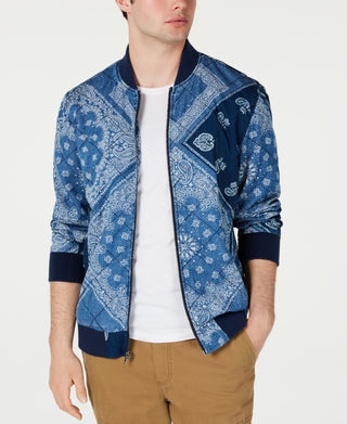 American Rag Men's Quilted Bandana Jacket Blue Size Medium