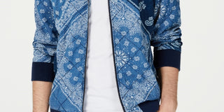 American Rag Men's Quilted Bandana Jacket Blue Size Medium