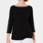 Karen Scott Women's Stud-Trim 3/4-Sleeve Top Black Size Small