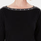 Karen Scott Women's Stud-Trim 3/4-Sleeve Top Black Size Small