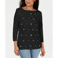 Karen Scott Women's Cotton Grommet Top Black Size Small