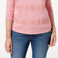Karen Scott Women's Square Neck Lace Stripe Top Pink Size Small