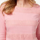 Karen Scott Women's Square Neck Lace Stripe Top Pink Size X-Large