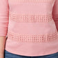 Karen Scott Women's Square Neck Lace Stripe Top Pink Size X-Large