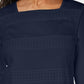 Karen Scott Women's Lace Square Neck 3/4 Sleeve Top Navy - Size Petite Medium