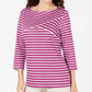 Karen Scott Women's Striped Crossover Top  Purple  Size Extra Small