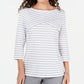 Karen Scott Women's Striped Crossover Top White Size X-Large