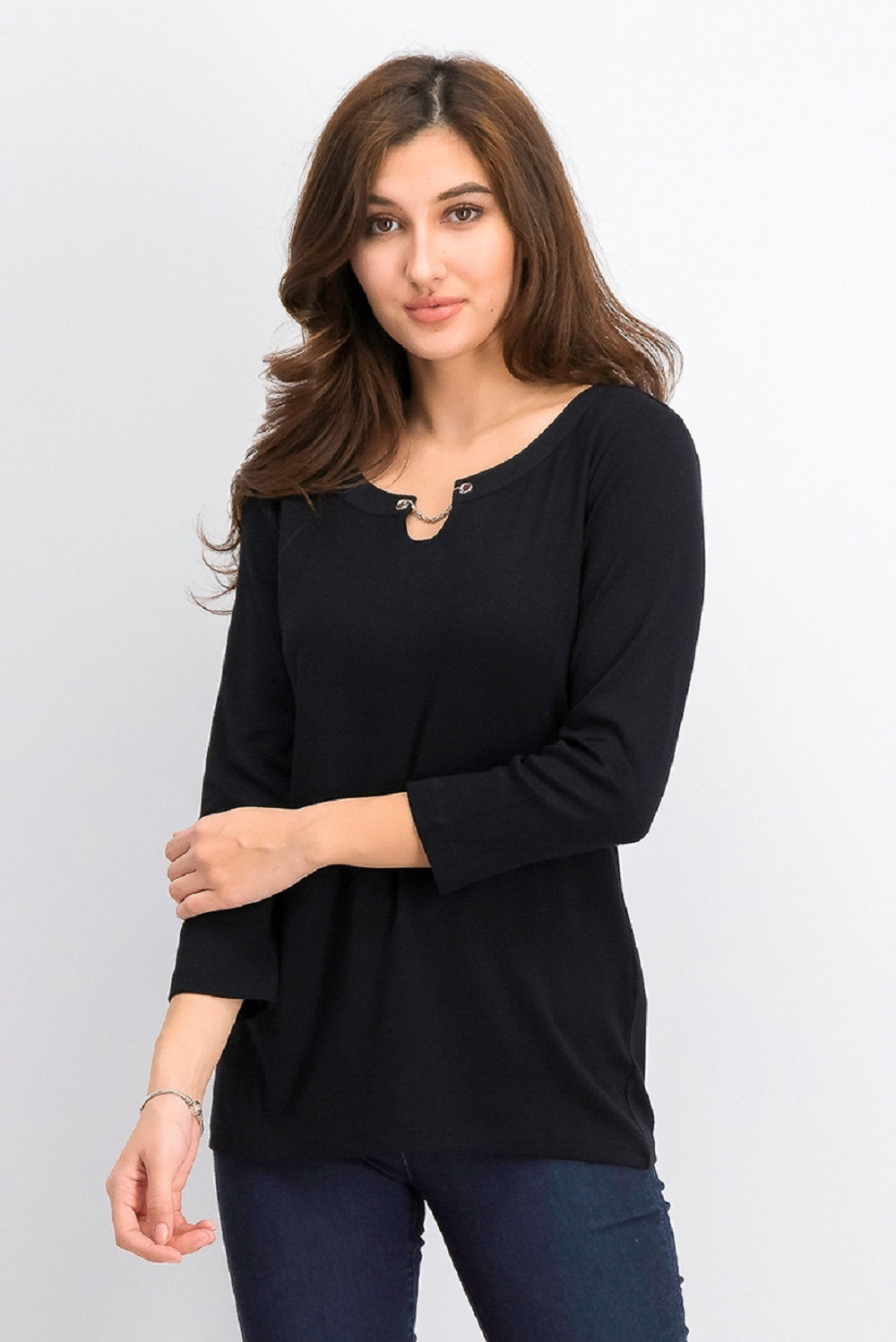 Karen Scott Women's Three-Quarter-Sleeve Top Black Size Medium