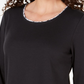 Karen Scott Women's Petite Printed-Trim Top Black Small
