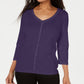 Karen Scott Women's V Neck Studded Top Purple Size X-Small